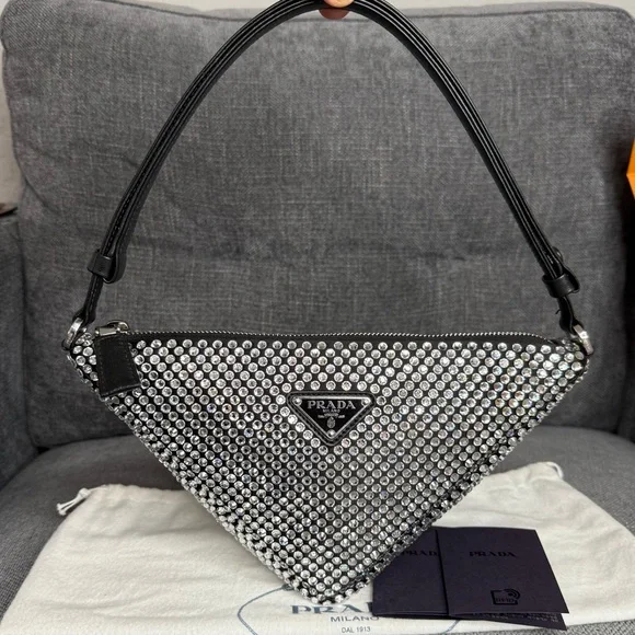 PRADA crystal Triangle shoulder bag - Picture 4 of 10